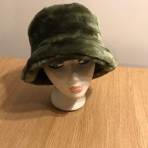 Olive Green Faux Fur Bucket Hat